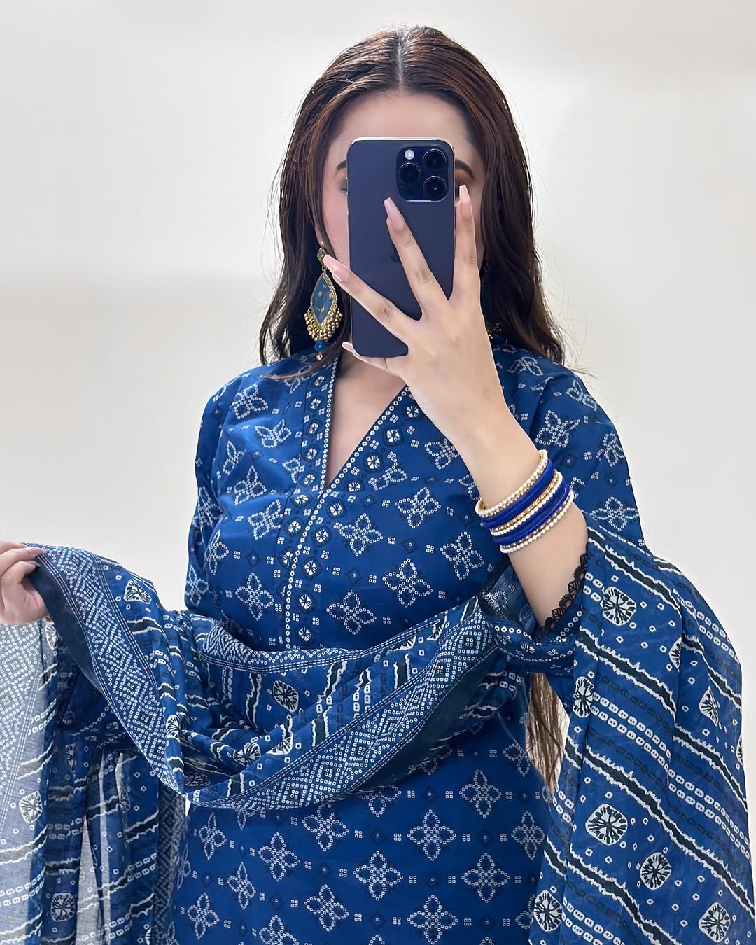 Ajrak Blue (Farshi Shlwar) Digital 3 PCs - Image 9