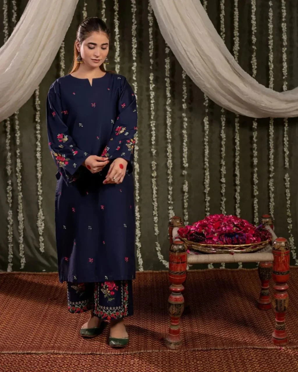 Bright Blue ( Embroided 2 PCs) - Image 3