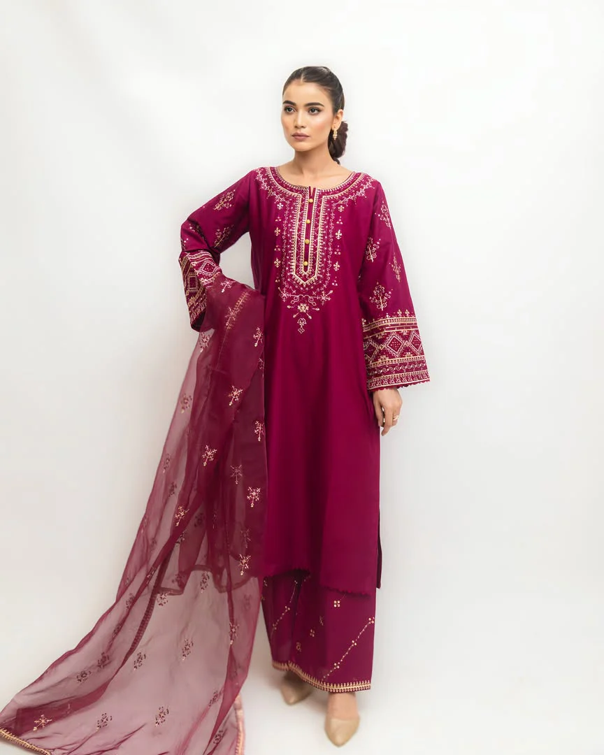 Tea Pink (Embroided 3 PCs) - Image 4